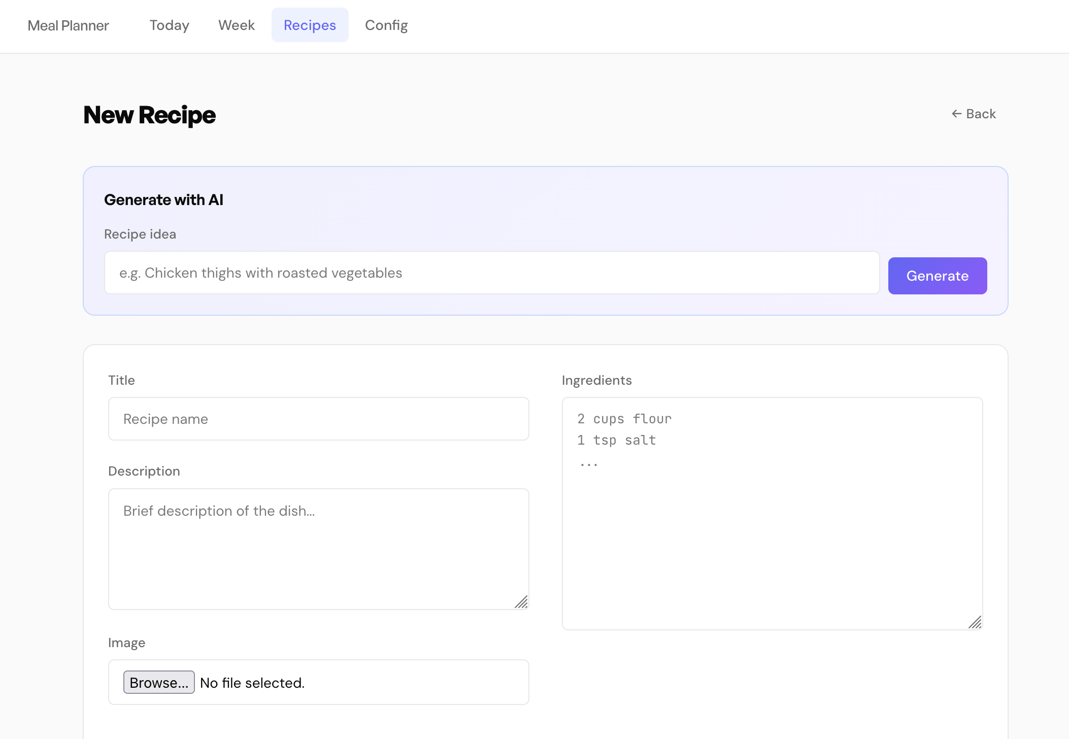 AI recipe maker